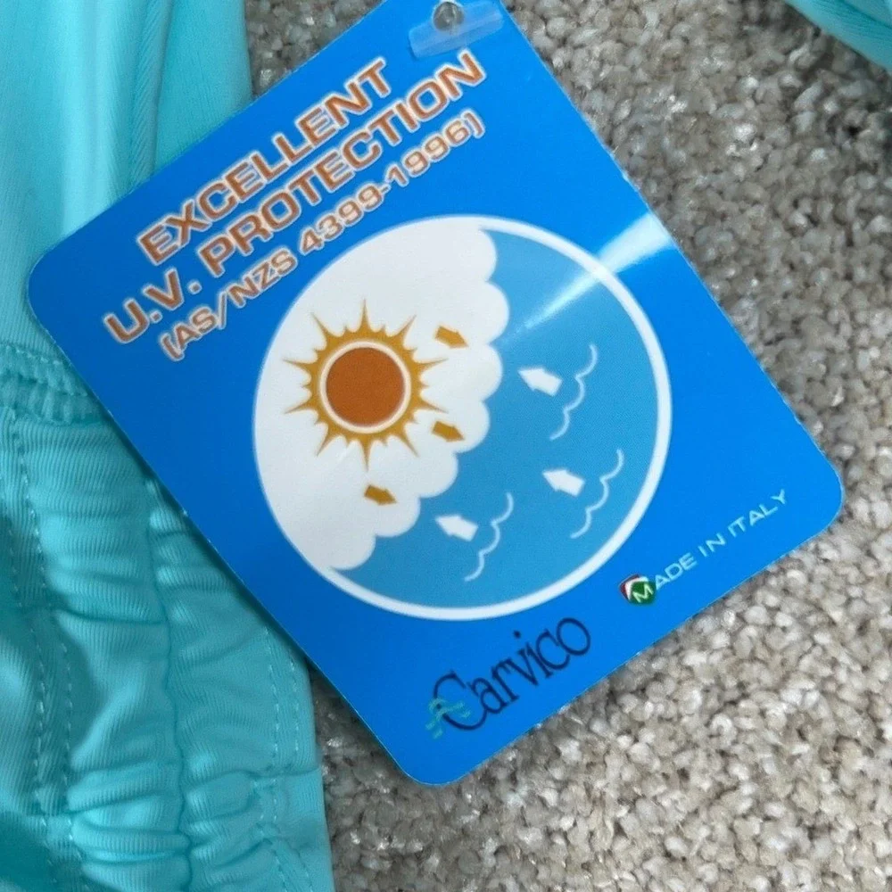 Athleta Swim Dress Rash Guard NWT Turquoise Cover Up UPF 50+ Ruched L - Picture 2 of 8